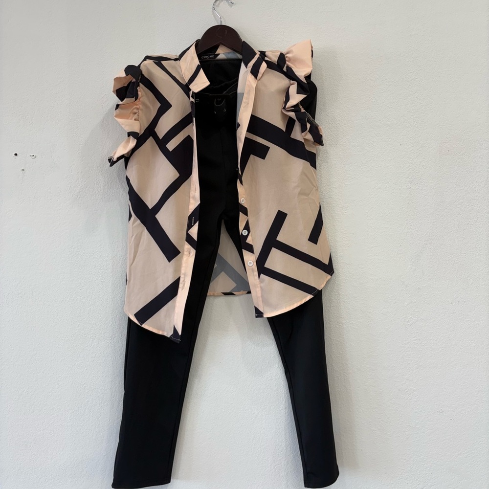 Stylish Black and Beige Women's Jumpsuit